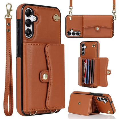 For Samsung Galaxy A15 4G / 5G Kickstand Phone Case with Card Slots and 2 Straps