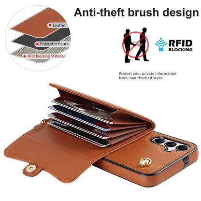 For Samsung Galaxy A15 4G / 5G Kickstand Phone Case with Card Slots and 2 Straps