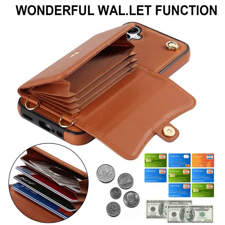 For Samsung Galaxy A15 4G / 5G Kickstand Phone Case with Card Slots and 2 Straps
