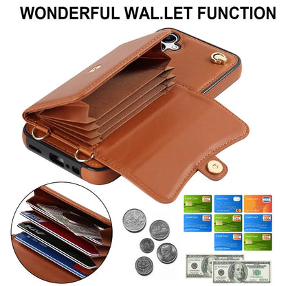 For Samsung Galaxy A15 4G / 5G Kickstand Phone Case with Card Slots and 2 Straps
