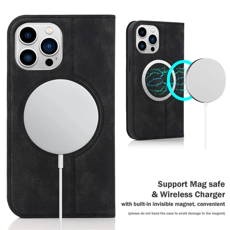 For iPhone 14 Pro Case PU Leather Card Slots Cover Compatible with MagSafe