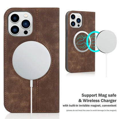 For iPhone 14 Pro Case PU Leather Card Slots Cover Compatible with MagSafe