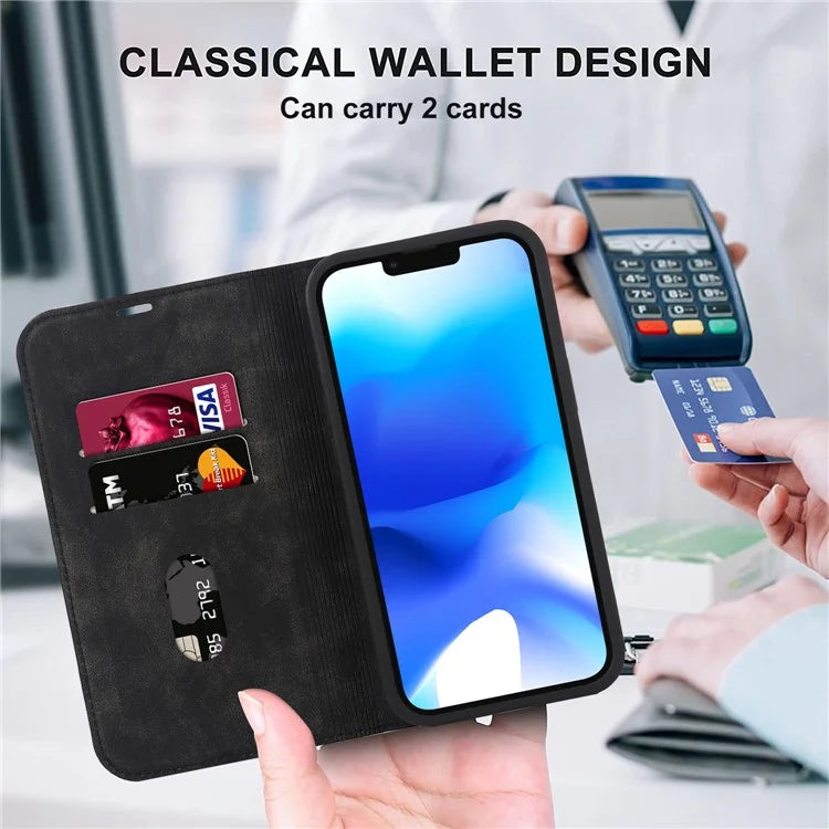 For iPhone 14 Plus Case Magnetic PU Leather RFID Blocking Cell Phone Cover