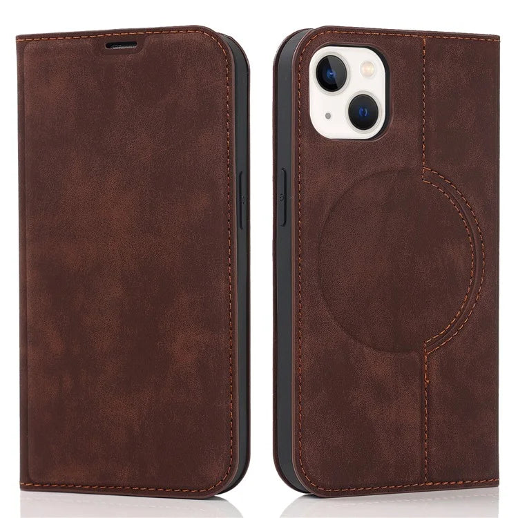 For iPhone 14 Plus Case Magnetic PU Leather RFID Blocking Cell Phone Cover