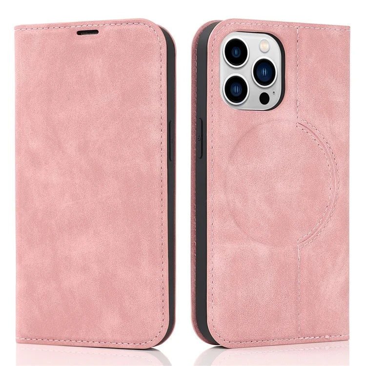 For iPhone 15 Pro Max Magnetic Phone Case PU Leather Shockproof Stand Cover