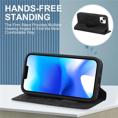 For iPhone 14 Case Magnetic PU Leather Card Holder Phone Protector