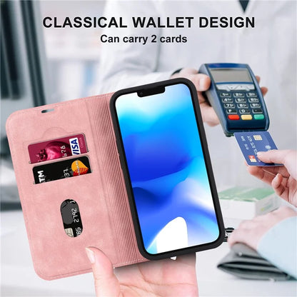 For iPhone 14 Case Magnetic PU Leather Card Holder Phone Protector