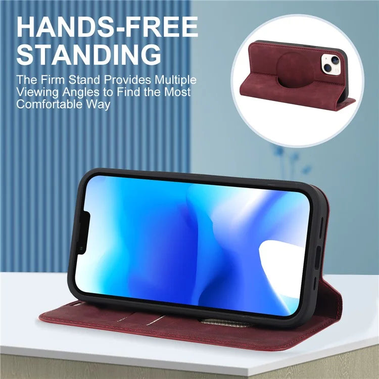 For iPhone 14 Case Magnetic PU Leather Card Holder Phone Protector