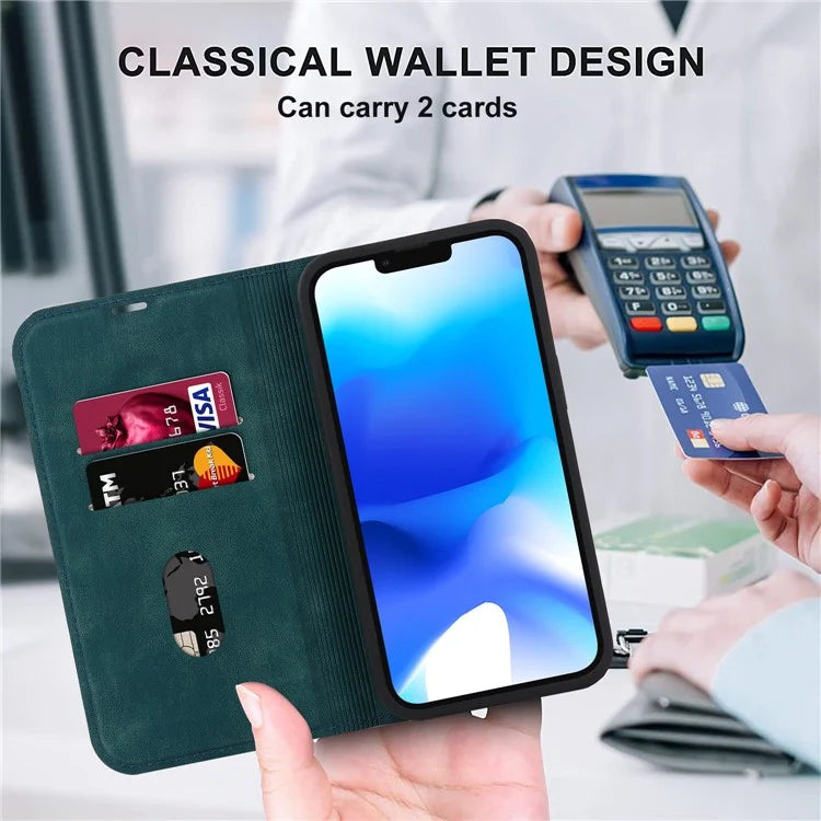 For iPhone 14 Case Magnetic PU Leather Card Holder Phone Protector