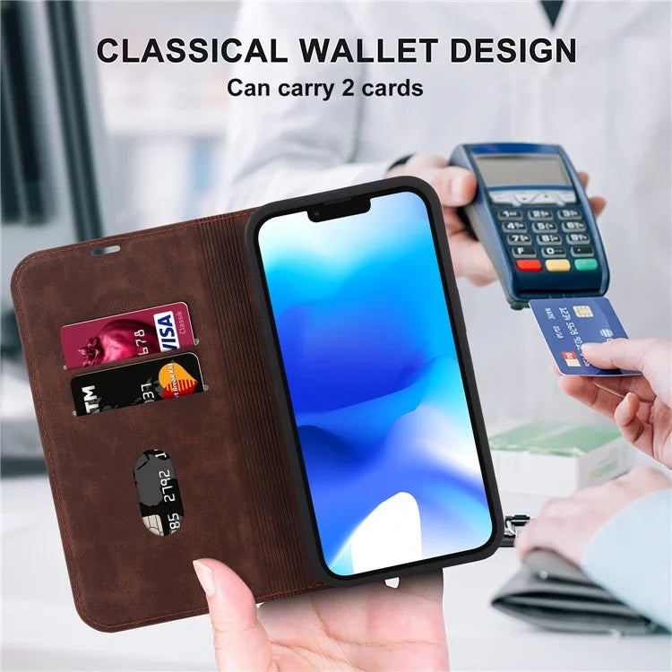 For iPhone 14 Case Magnetic PU Leather Card Holder Phone Protector
