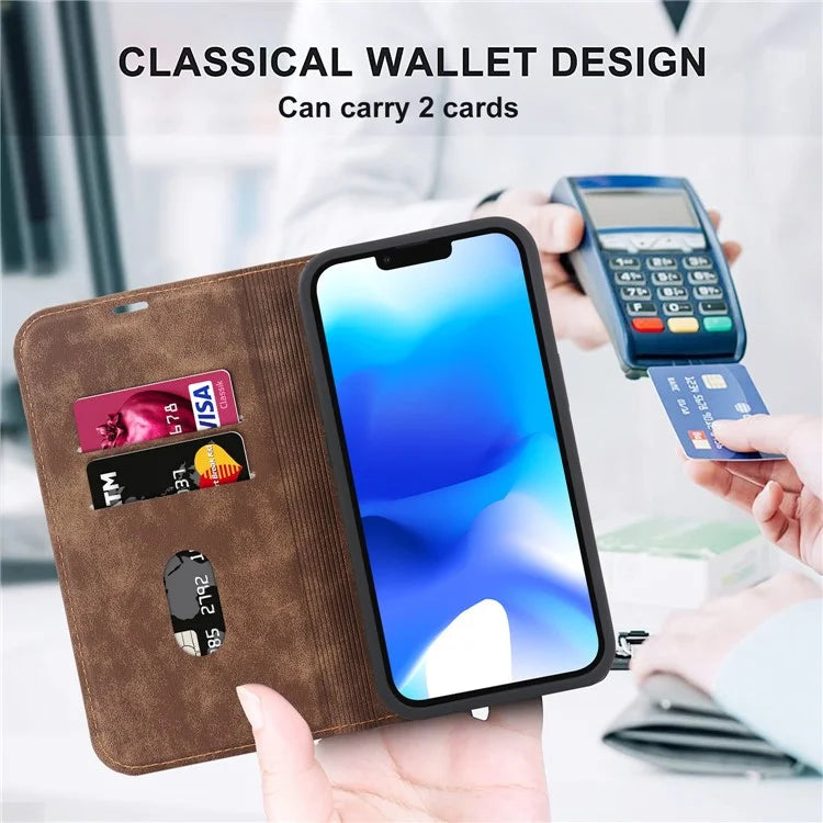 For iPhone 14 Case Magnetic PU Leather Card Holder Phone Protector