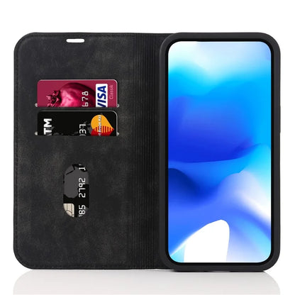 For iPhone 15 Plus Case Magnetic PU Leather+TPU Phone Protector with Foldable Stand