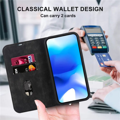 For iPhone 15 Plus Case Magnetic PU Leather+TPU Phone Protector with Foldable Stand