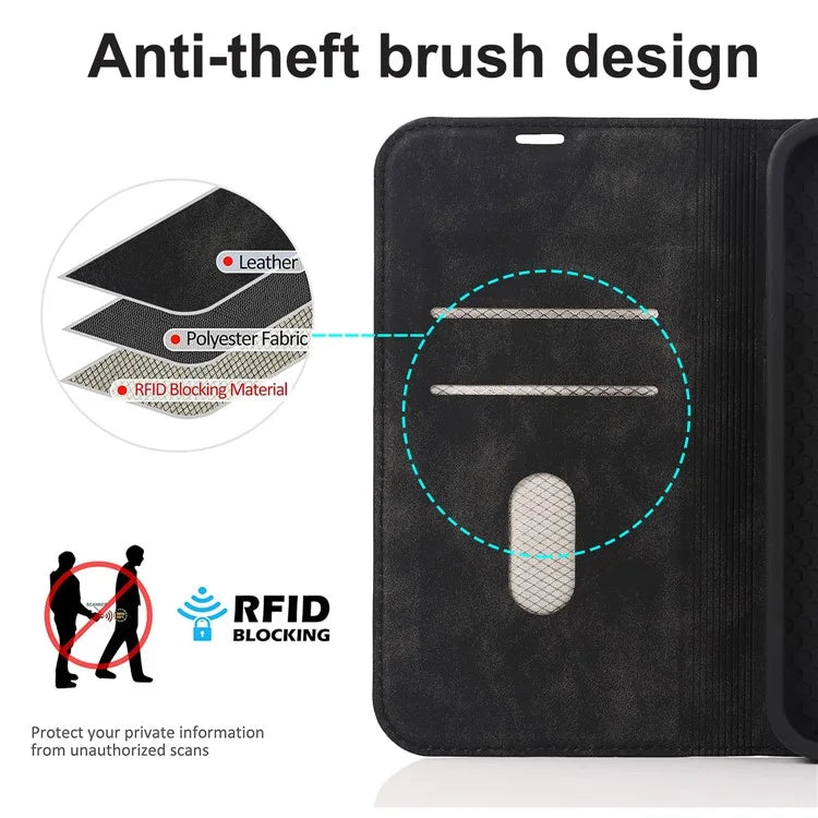 For iPhone 15 Plus Case Magnetic PU Leather+TPU Phone Protector with Foldable Stand