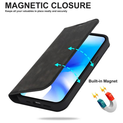 For iPhone 15 Plus Case Magnetic PU Leather+TPU Phone Protector with Foldable Stand