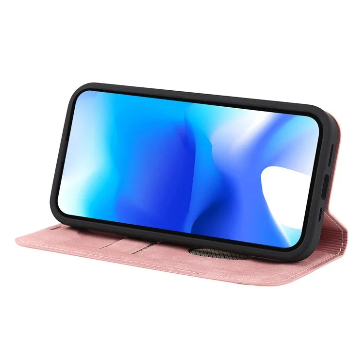 For iPhone 15 Plus Case Magnetic PU Leather+TPU Phone Protector with Foldable Stand