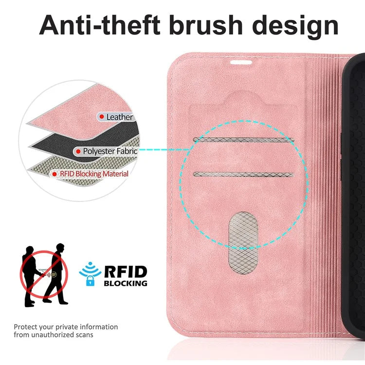 For iPhone 15 Plus Case Magnetic PU Leather+TPU Phone Protector with Foldable Stand