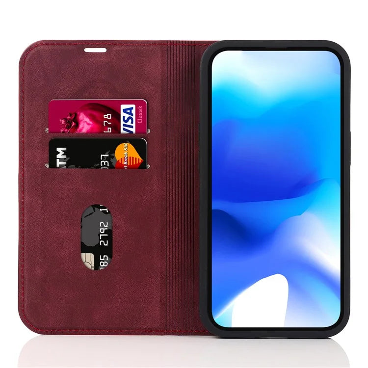 For iPhone 15 Plus Case Magnetic PU Leather+TPU Phone Protector with Foldable Stand