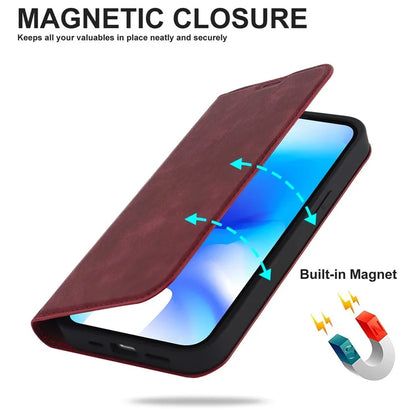 For iPhone 15 Plus Case Magnetic PU Leather+TPU Phone Protector with Foldable Stand