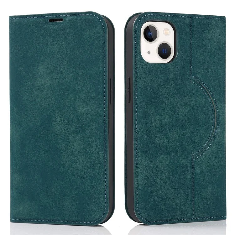For iPhone 15 Plus Case Magnetic PU Leather+TPU Phone Protector with Foldable Stand