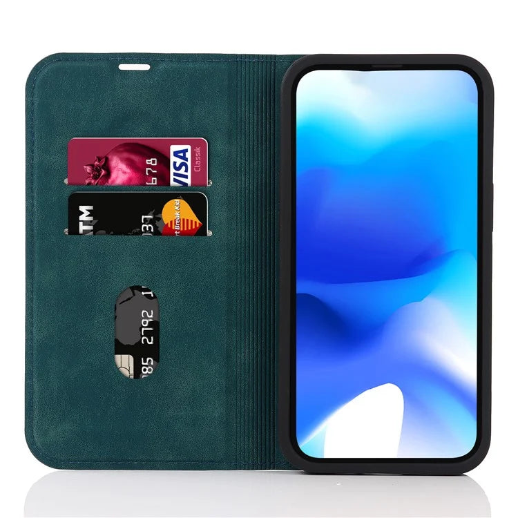 For iPhone 15 Plus Case Magnetic PU Leather+TPU Phone Protector with Foldable Stand
