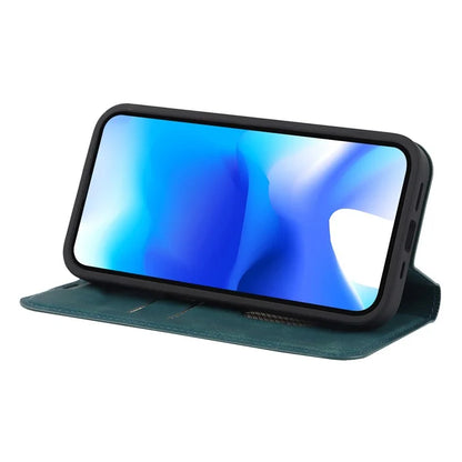 For iPhone 15 Plus Case Magnetic PU Leather+TPU Phone Protector with Foldable Stand