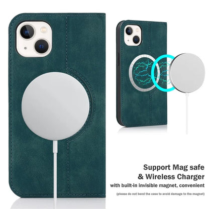 For iPhone 15 Plus Case Magnetic PU Leather+TPU Phone Protector with Foldable Stand