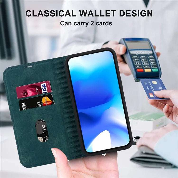 For iPhone 15 Plus Case Magnetic PU Leather+TPU Phone Protector with Foldable Stand