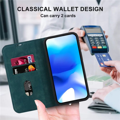 For iPhone 15 Plus Case Magnetic PU Leather+TPU Phone Protector with Foldable Stand