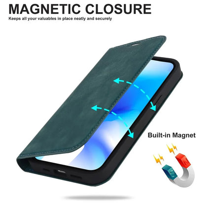For iPhone 15 Plus Case Magnetic PU Leather+TPU Phone Protector with Foldable Stand
