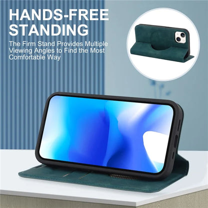 For iPhone 15 Plus Case Magnetic PU Leather+TPU Phone Protector with Foldable Stand