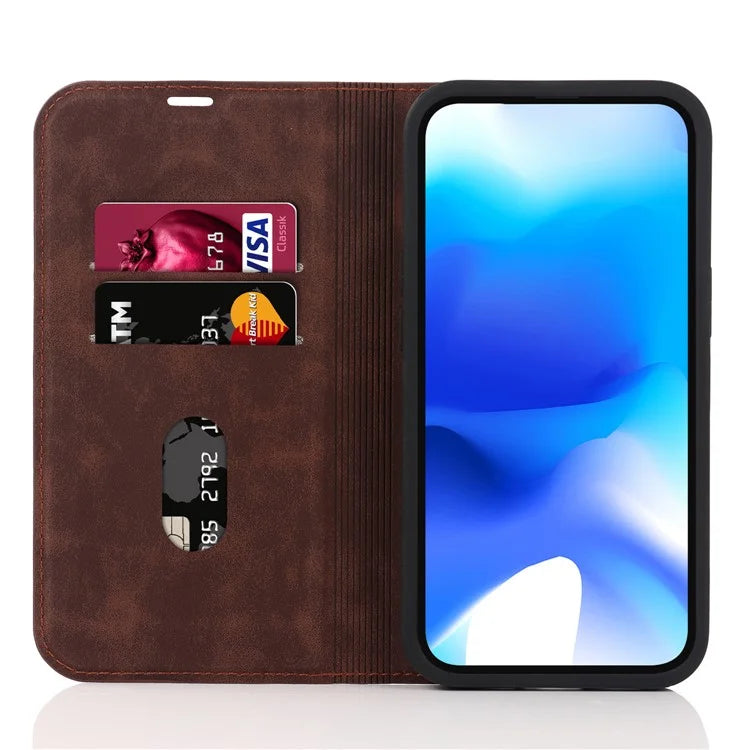 For iPhone 15 Plus Case Magnetic PU Leather+TPU Phone Protector with Foldable Stand