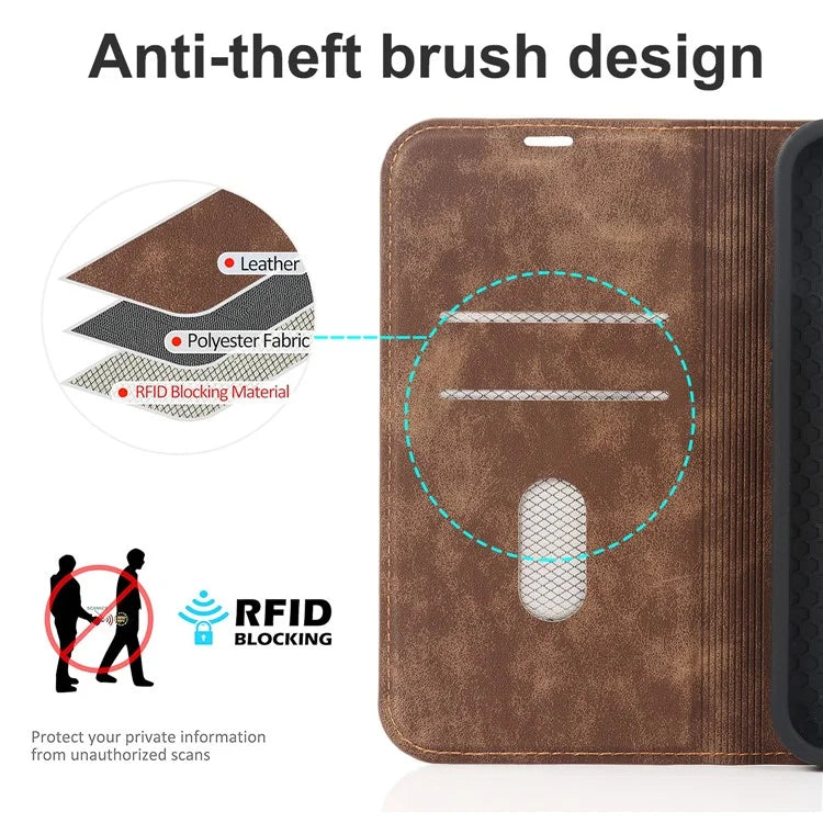 For iPhone 15 Plus Case Magnetic PU Leather+TPU Phone Protector with Foldable Stand
