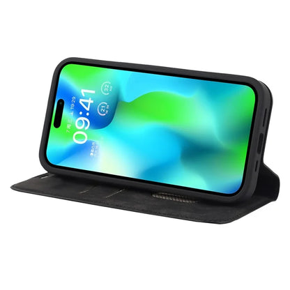 For iPhone 14 Pro Max Case PU Leather RFID Blocking Magnetic Auto-absorbed Cover