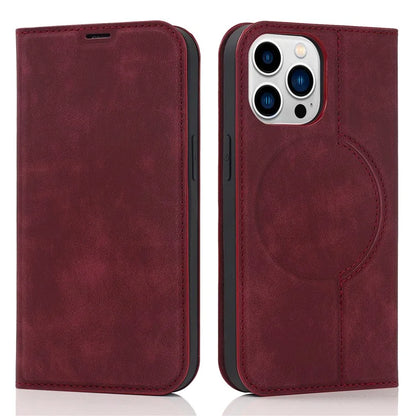 For iPhone 14 Pro Max Case PU Leather RFID Blocking Magnetic Auto-absorbed Cover