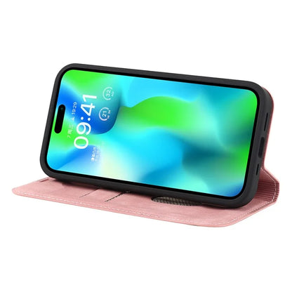 For iPhone 14 Pro Max Case PU Leather RFID Blocking Magnetic Auto-absorbed Cover