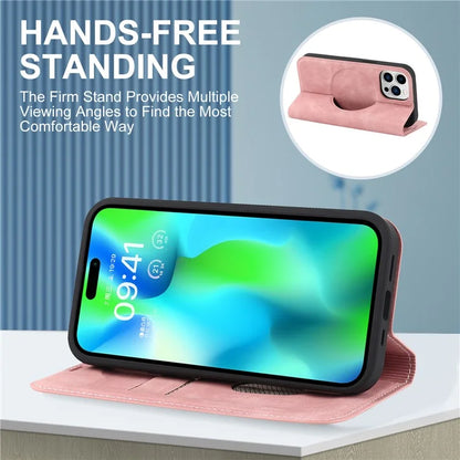 For iPhone 14 Pro Max Case PU Leather RFID Blocking Magnetic Auto-absorbed Cover