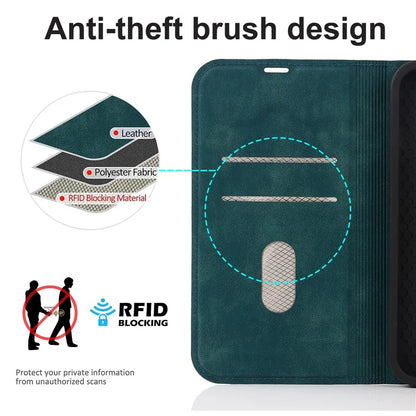For iPhone 14 Pro Max Case PU Leather RFID Blocking Magnetic Auto-absorbed Cover