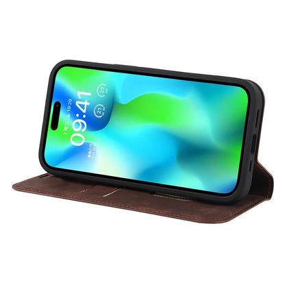 For iPhone 14 Pro Max Case PU Leather RFID Blocking Magnetic Auto-absorbed Cover