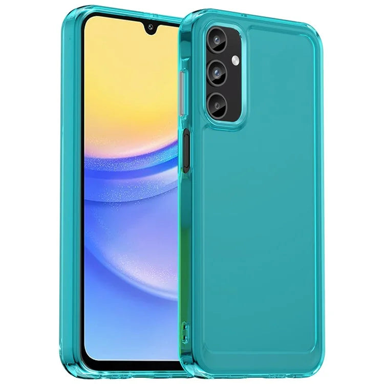 For Samsung Galaxy A15 4G / 5G Case Candy Series Transparent Cell Phone TPU Cover Blue
