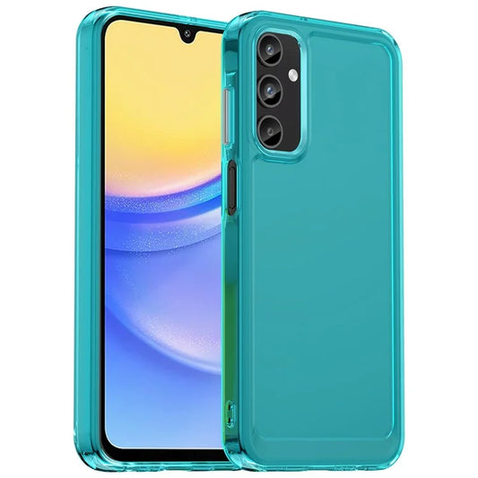 For Samsung Galaxy A15 4G / 5G Case Candy Series Transparent Cell Phone TPU Cover Blue