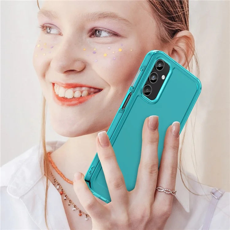 For Samsung Galaxy A15 4G / 5G Case Candy Series Transparent Cell Phone TPU Cover Blue