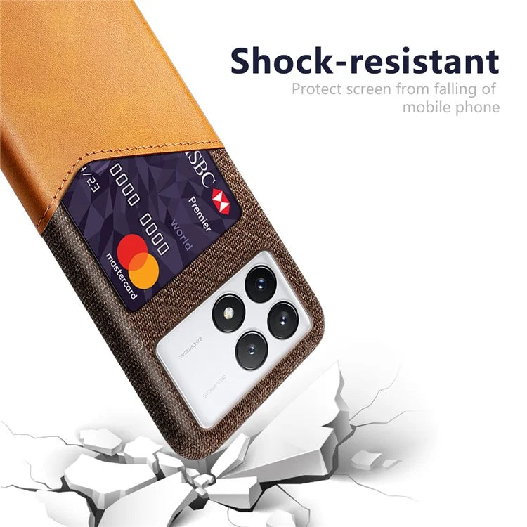 For Xiaomi Redmi K70E 5G / Poco X6 Pro 5G Case Card Slot Cloth Texture Leather Coated PC Cover