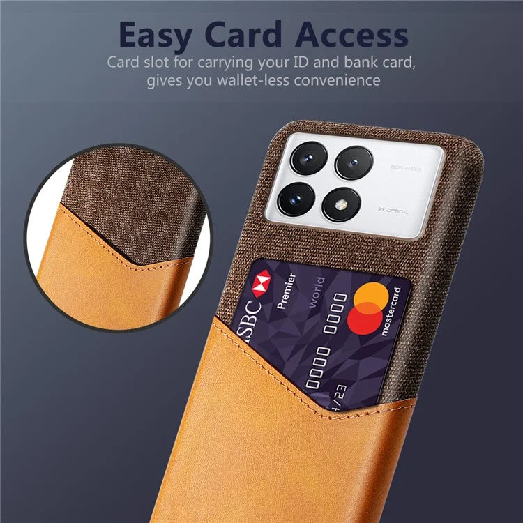 For Xiaomi Redmi K70E 5G / Poco X6 Pro 5G Case Card Slot Cloth Texture Leather Coated PC Cover