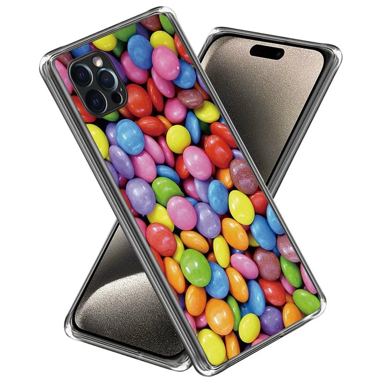 For iPhone 15 Pro Cell Phone Case Slim-Fit TPU Back Shell with Pattern Printing