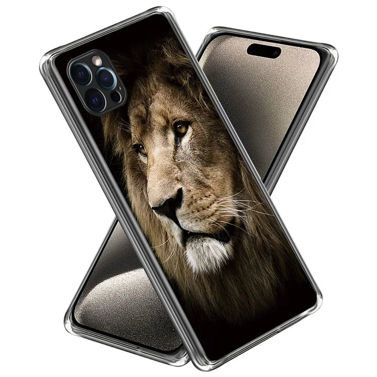 For iPhone 15 Pro Cell Phone Case Slim-Fit TPU Back Shell with Pattern Printing