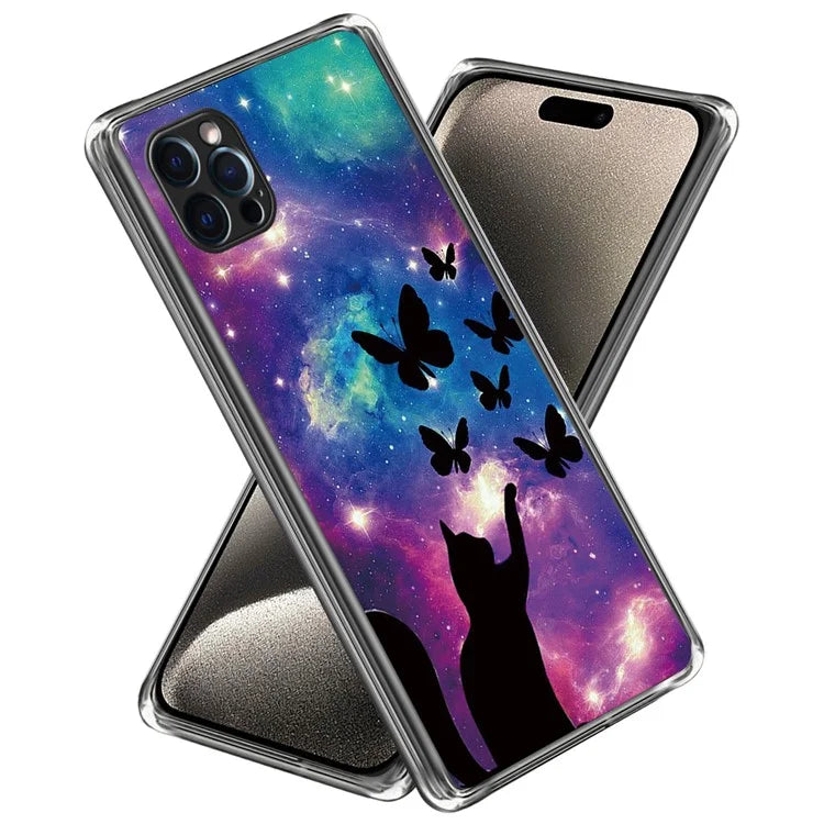 For iPhone 15 Pro Cell Phone Case Slim-Fit TPU Back Shell with Pattern Printing