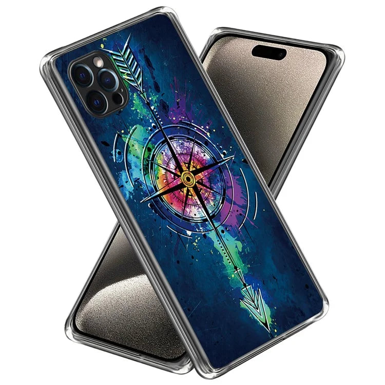 For iPhone 15 Pro Cell Phone Case Slim-Fit TPU Back Shell with Pattern Printing