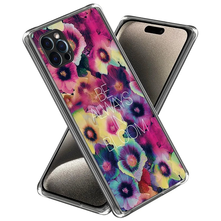 For iPhone 15 Pro Cell Phone Case Slim-Fit TPU Back Shell with Pattern Printing