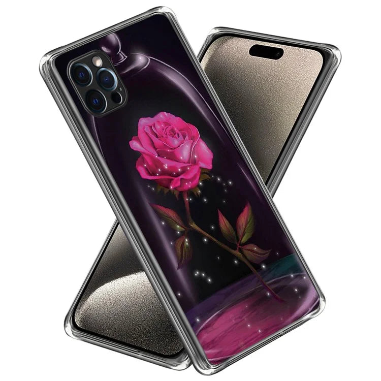 For iPhone 15 Pro Cell Phone Case Slim-Fit TPU Back Shell with Pattern Printing